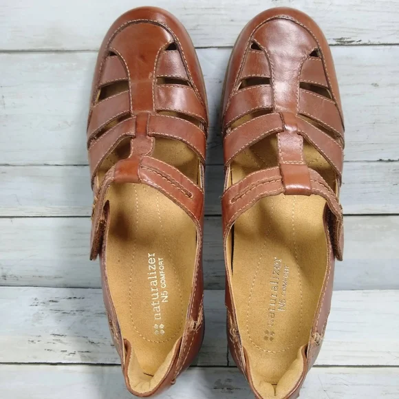 Naturalizer MALTA 7N Brown Leather Comfort HookLoop MaryJane Fisherman L… - Picture 9 of 12